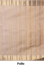 Pale beige floral zari design swayamvara pattu saree with self zari border and matching blouse