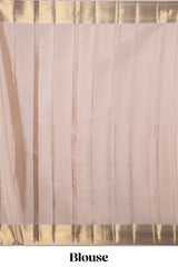 Pale beige floral zari design swayamvara pattu saree with self zari border and matching blouse