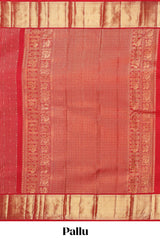 Red checked motifs zari design swayamvara pattu saree with self zari border and matching blouse