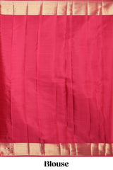 Maroon geometric zari design swayamvara pattu saree with self zari border and matching blouse