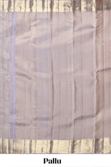 Grey checks zari design swayamvara pattu saree with self zari border and matching blouse