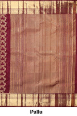 Maroon floral vine zari design swayamvara pattu saree with self zari border and matching blouse
