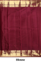 Maroon floral vine zari design swayamvara pattu saree with self zari border and matching blouse
