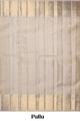 Beige unique bird zari design swayamvara pattu saree with self zari border and matching blouse