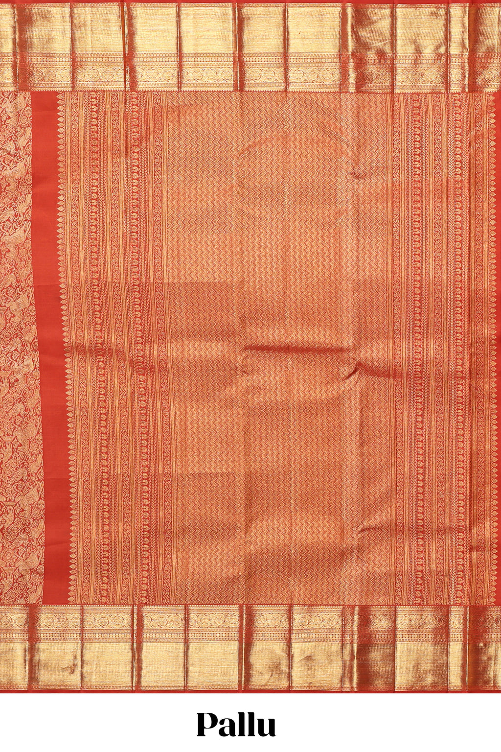Rust red unique zari design swayamvara pattu saree with self zari border and matching blouse
