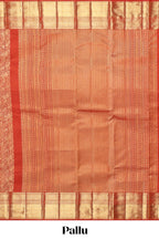Rust red unique zari design swayamvara pattu saree with self zari border and matching blouse