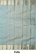 Blue zari design swayamvara pattu saree with self zari border and matching blouse