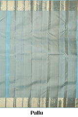 Blue zari design swayamvara pattu saree with self zari border and matching blouse