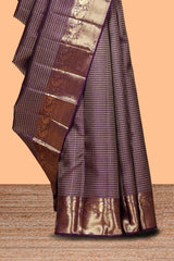 Violet zari design swayamvara pattu saree with self zari border and matching blouse