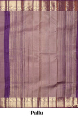 Violet zari design swayamvara pattu saree with self zari border and matching blouse