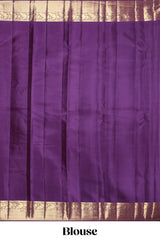 Violet zari design swayamvara pattu saree with self zari border and matching blouse