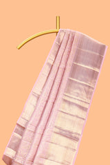 Pink zari motifs design swayamvara pattu saree with self zari border and matching blouse