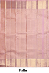 Pink zari motifs design swayamvara pattu saree with self zari border and matching blouse
