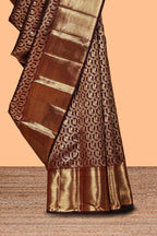 Maroon birds zari motifs design swayamvara pattu saree with self zari border and matching blouse