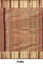 Maroon birds zari motifs design swayamvara pattu saree with self zari border and matching blouse