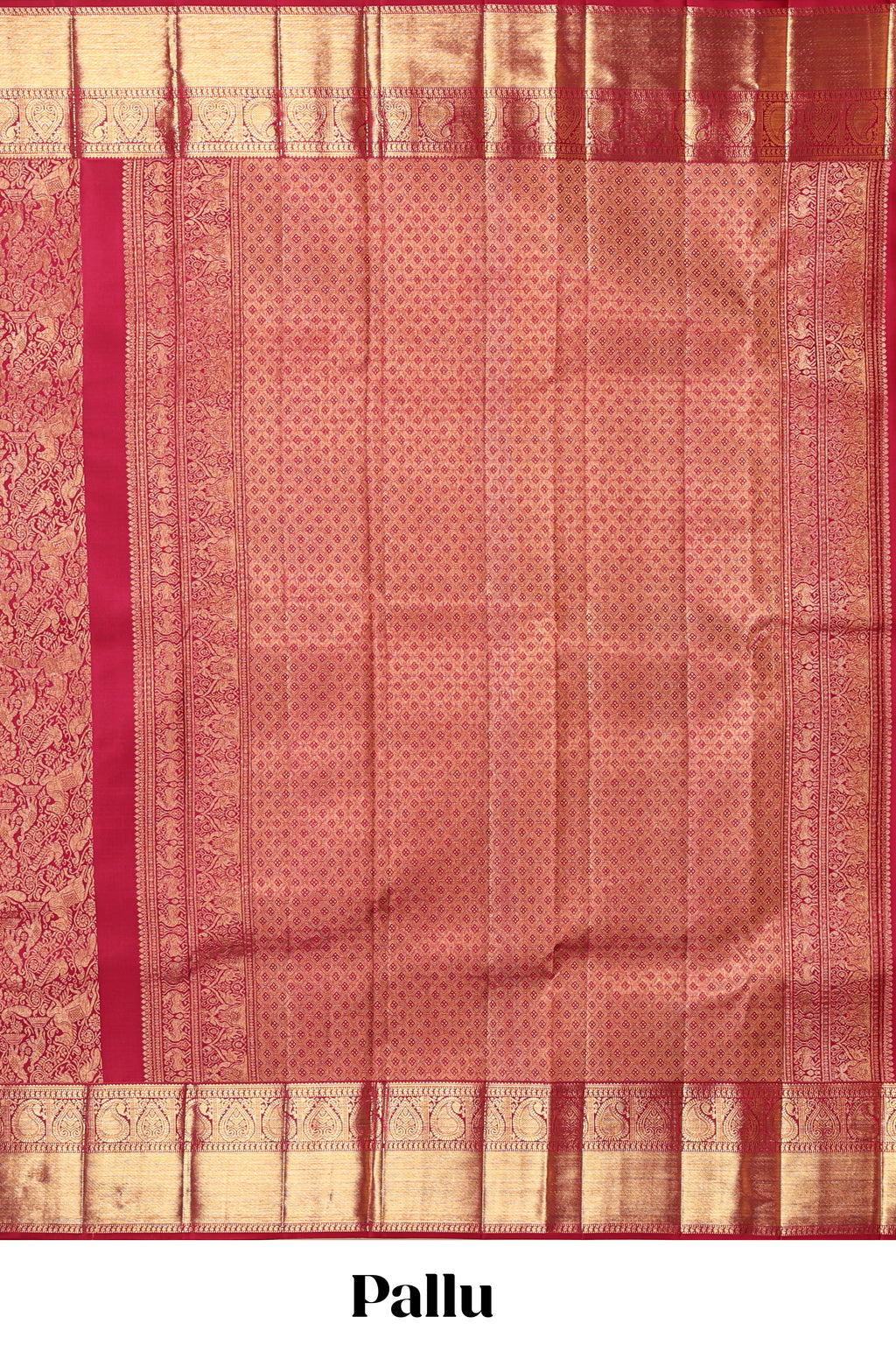 Red unique zari design swayamvara pattu saree with self zari border and matching blouse