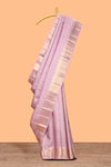 Lavender unique zari design swayamvara pattu saree with self zari border and matching blouse