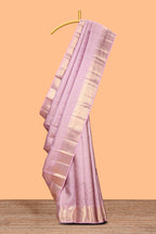 Lavender unique zari design swayamvara pattu saree with self zari border and matching blouse