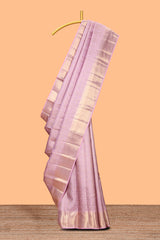 Lavender unique zari design swayamvara pattu saree with self zari border and matching blouse