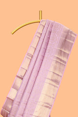 Lavender unique zari design swayamvara pattu saree with self zari border and matching blouse