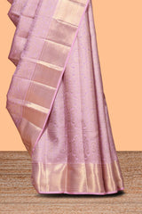 Lavender unique zari design swayamvara pattu saree with self zari border and matching blouse