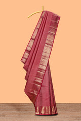 Red unique zari design swayamvara pattu saree with self zari border and matching blouse