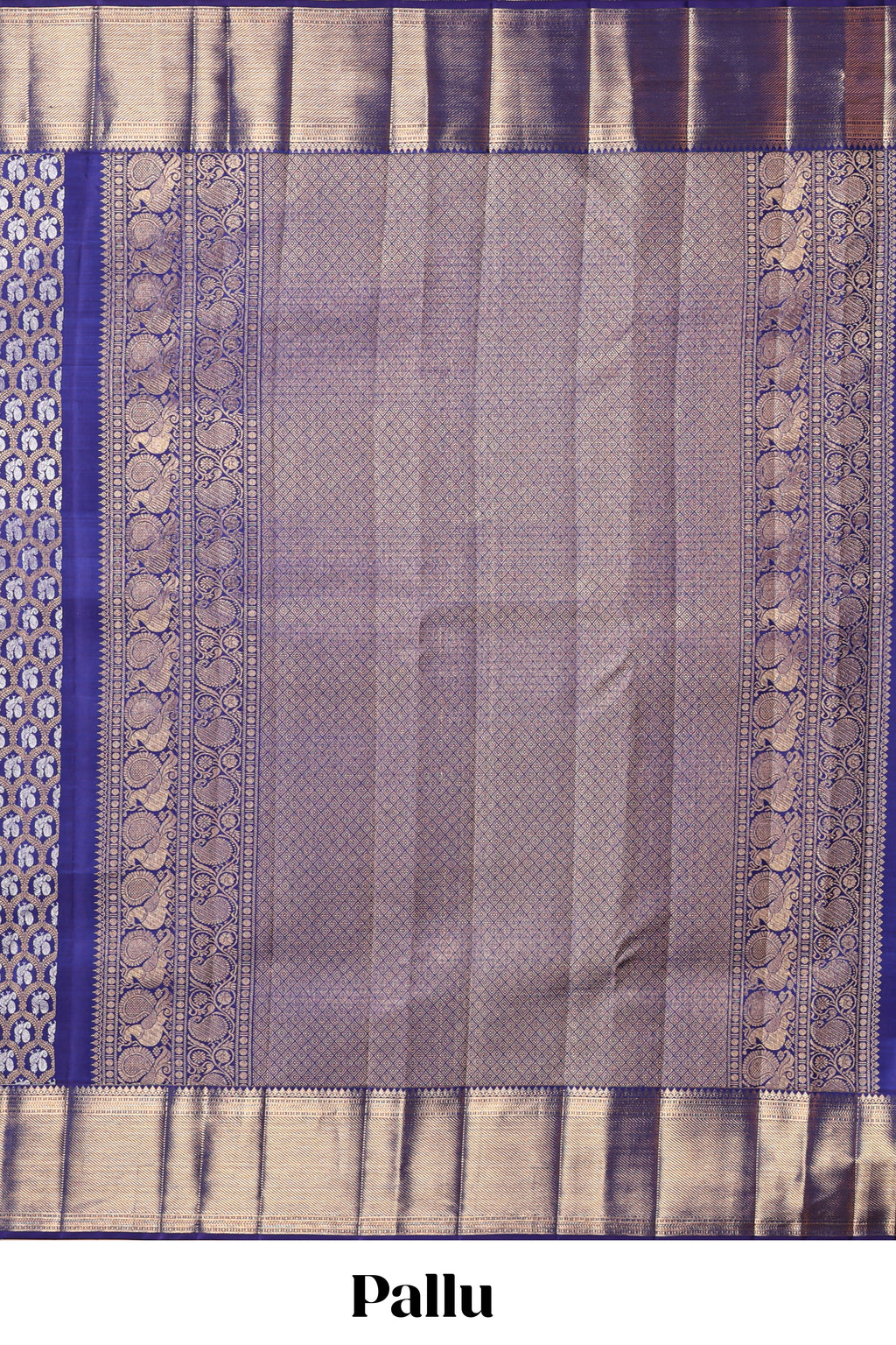 Blue bird zari design swayamvara pattu saree with self zari border and matching blouse