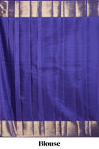 Blue bird zari design swayamvara pattu saree with self zari border and matching blouse