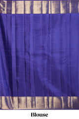 Blue bird zari design swayamvara pattu saree with self zari border and matching blouse