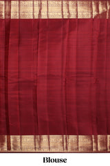 Maroon striped bird zari design swayamvara pattu saree with self zari border and matching blouse