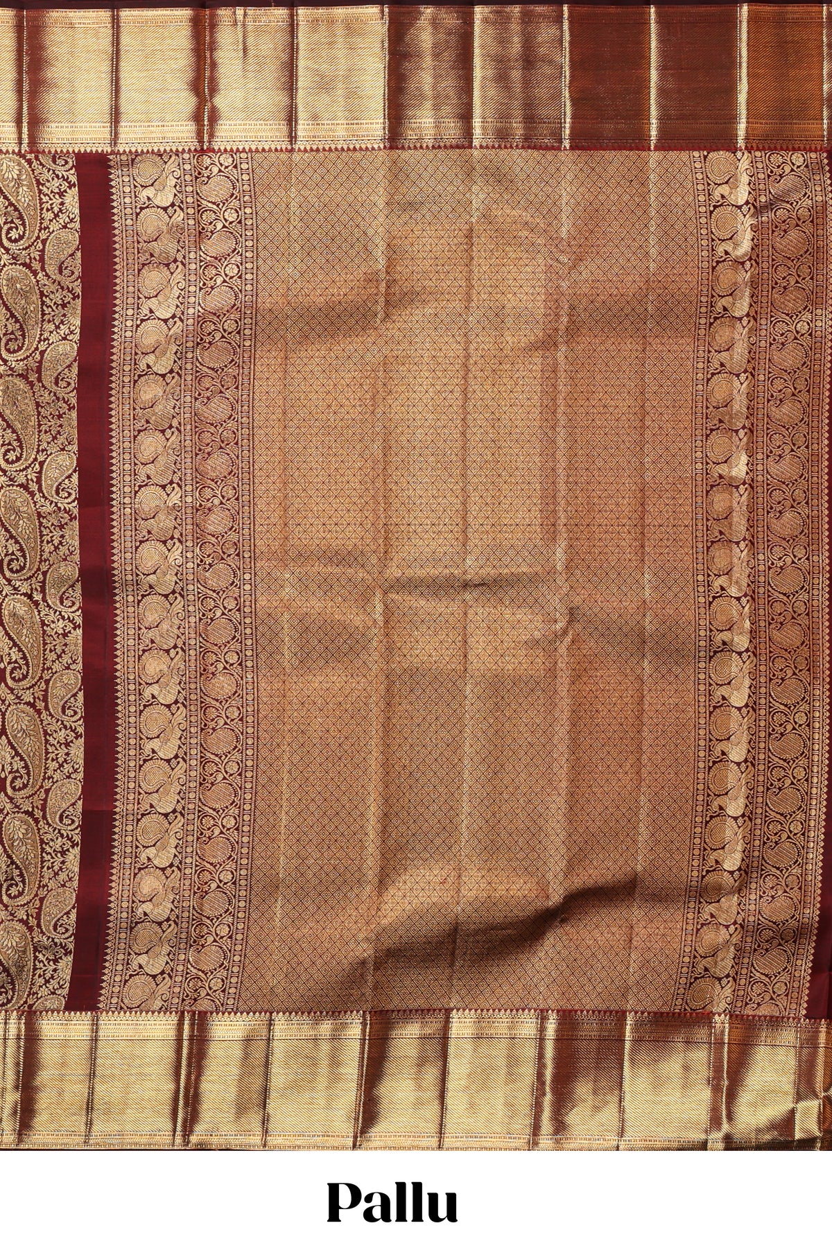 Dark maroon unique zari design swayamvara pattu saree with self zari border and matching blouse