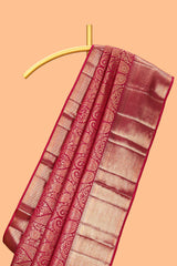Rani pink unique zari design swayamvara pattu saree with self zari border and matching blouse