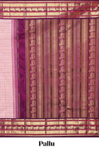 Baby pink checked zari design swayamvara pattu saree with contrast zari border and blouse