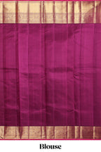 Green checked zari motifs design swayamvara pattu saree with contrast zari border and blouse