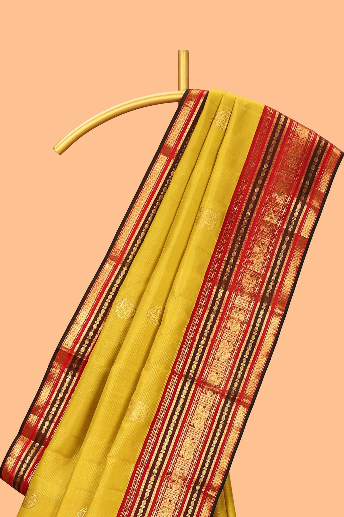 Mustard yellow bird motifs zari design swayamvara pattu saree with contrast border and blouse
