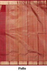 Maroon checked motifs zari design swayamvara pattu saree with self zari border and matching blouse