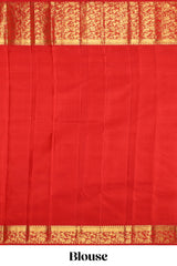 Yellow & white dual shade checked motifs zari design swayamvara pattu saree with contrast zari border and blouse