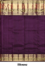 White striped zari design swayamvara pattu saree with contrast zari border and blouse