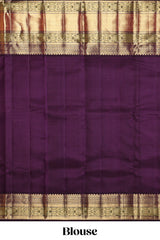 White striped zari design swayamvara pattu saree with contrast zari border and blouse