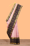Multicolor striped swayamvara pattu saree withcontrast checked design border and blouse