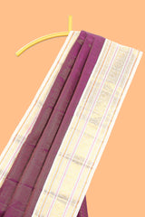 Deep wine striped swayamvara pattu saree withcontrast zari border and blouse