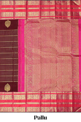 Maroon striped swayamvara pattu saree withcontrast zari border and blouse