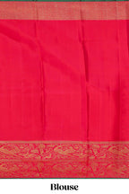 Light pink floral zari butta designed swayamvara pattu saree with contrast floral zari design border and pallu along with plain blouse
