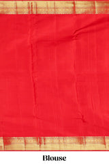 Cream with warm-toned checked swayamvara pattu saree with contrast zari border and pallu along with plain blouse