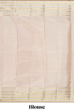 Yellow checked and butta designed swayamvara pattu saree with contrast border with zari stripes and pallu comes with cream color plain blouse