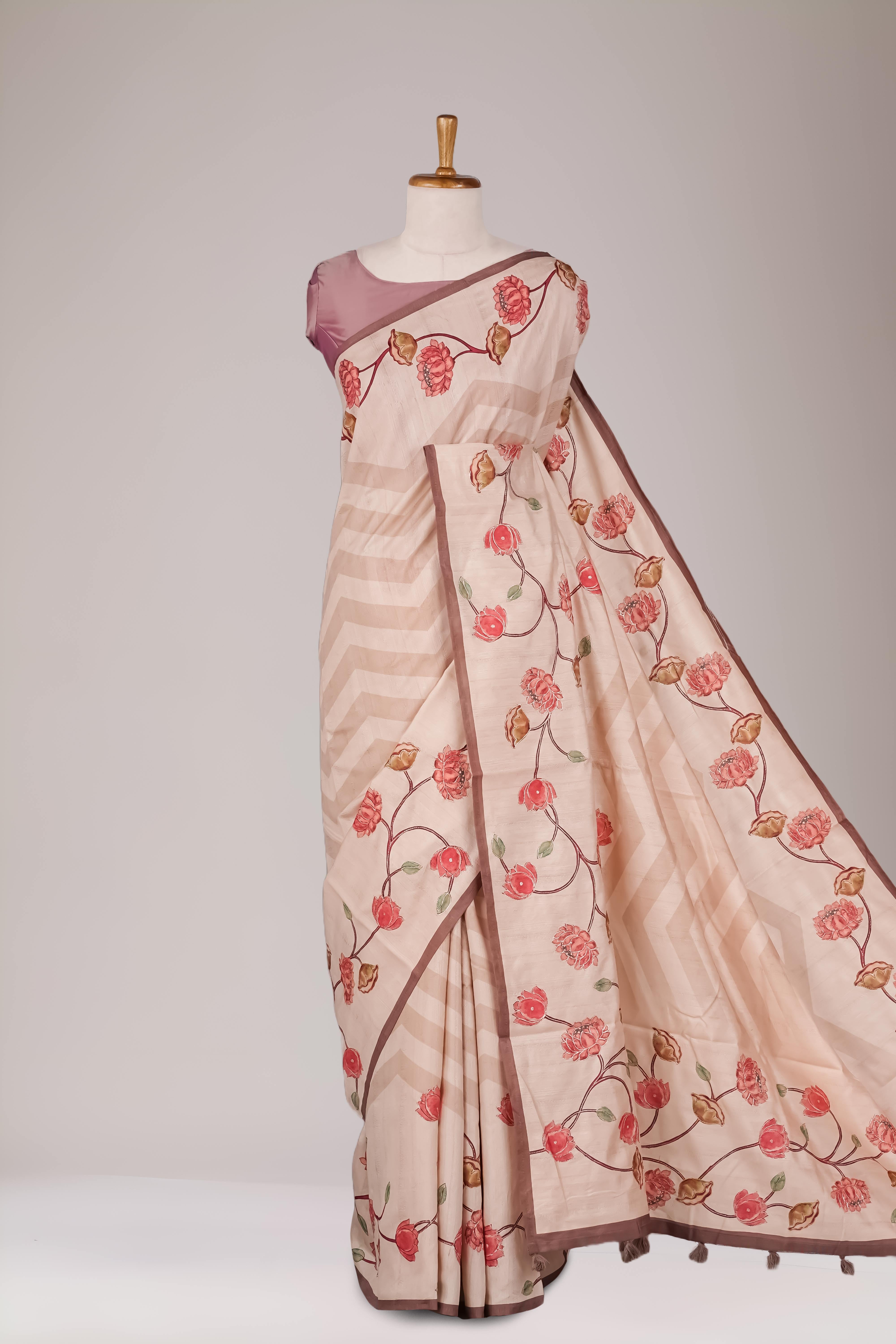 Sandal Semi Tussar Saree 