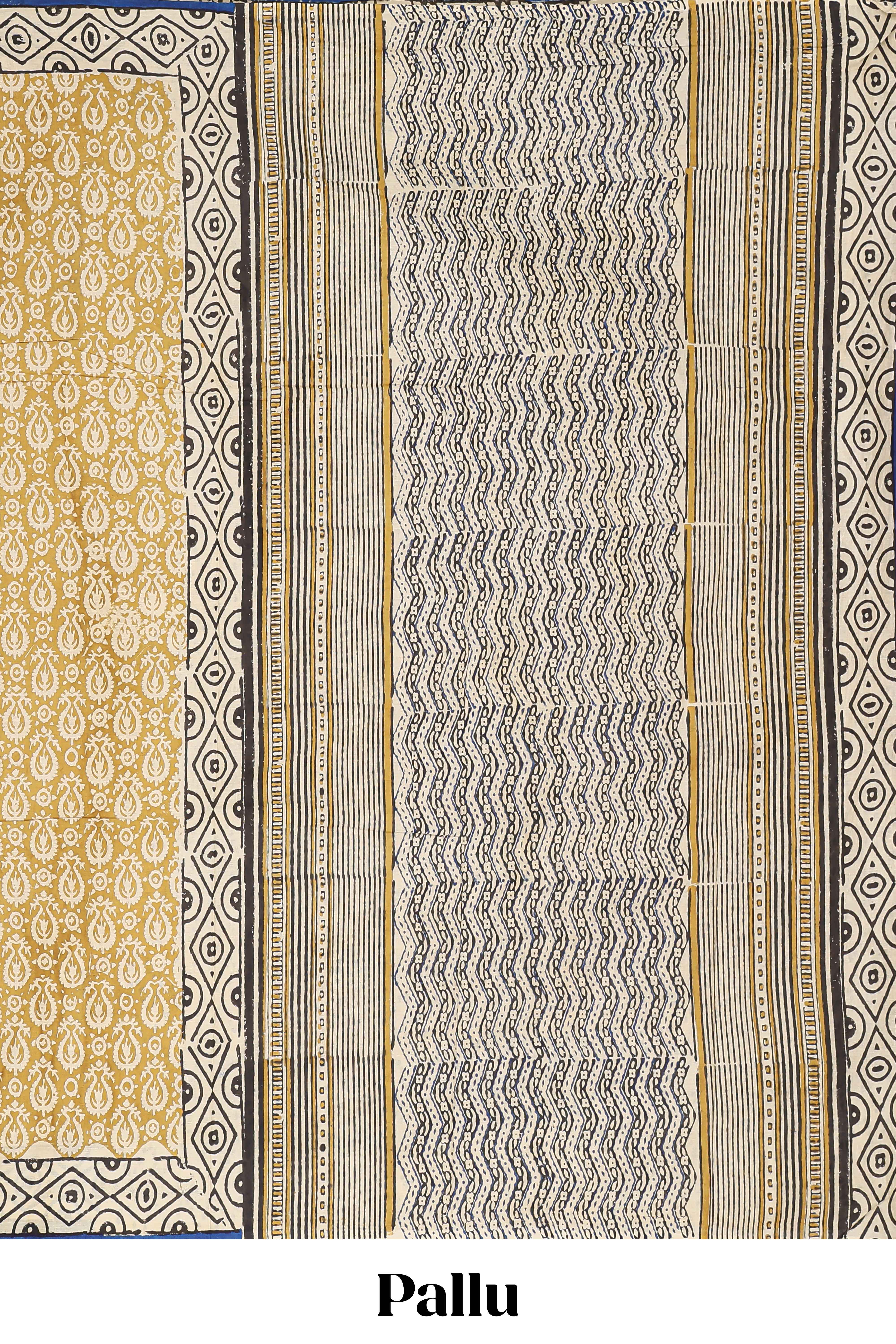 Sandal ajrakh print cotton saree