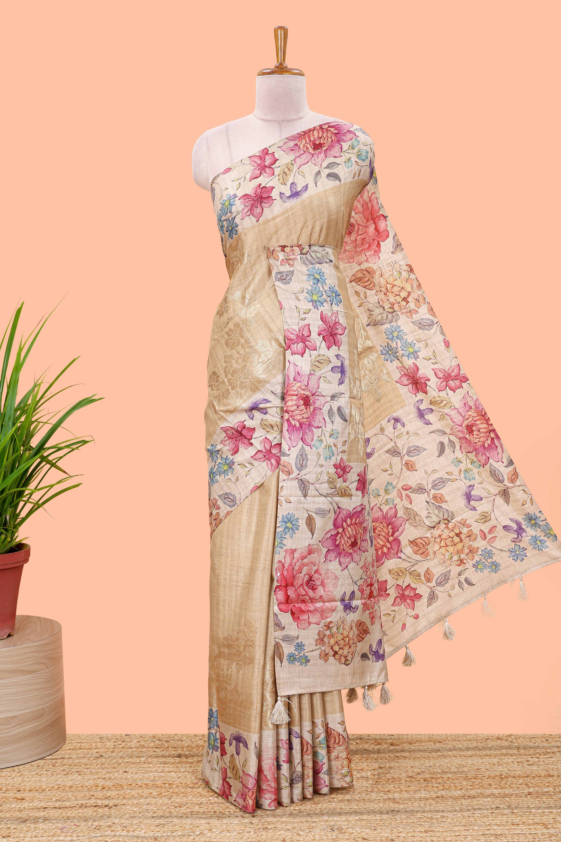 Sandal art tussar silk