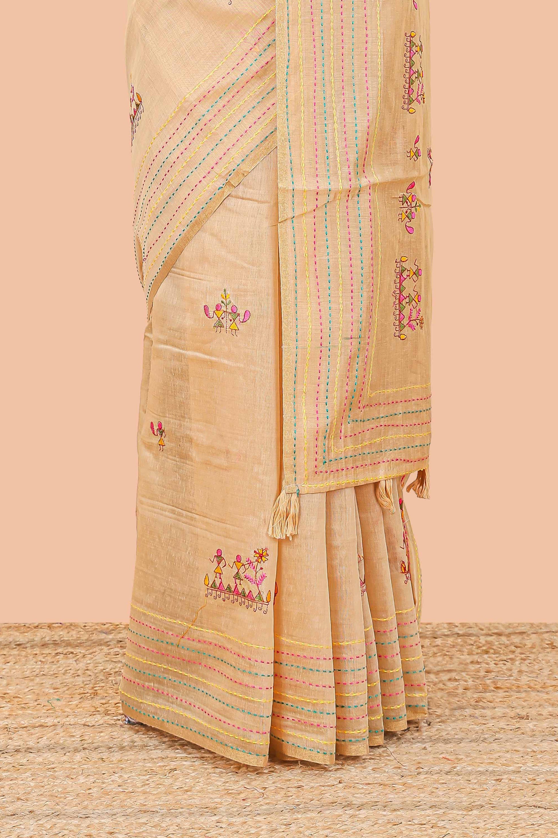Sandal casual chanderi cotton saree
