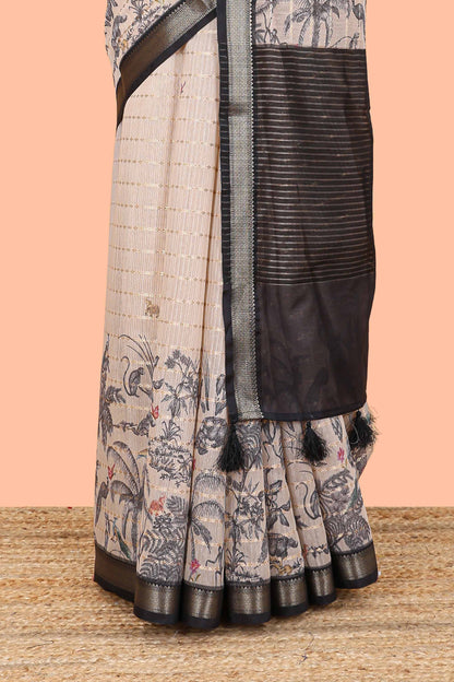  Sandal chanderi cotton saree with border